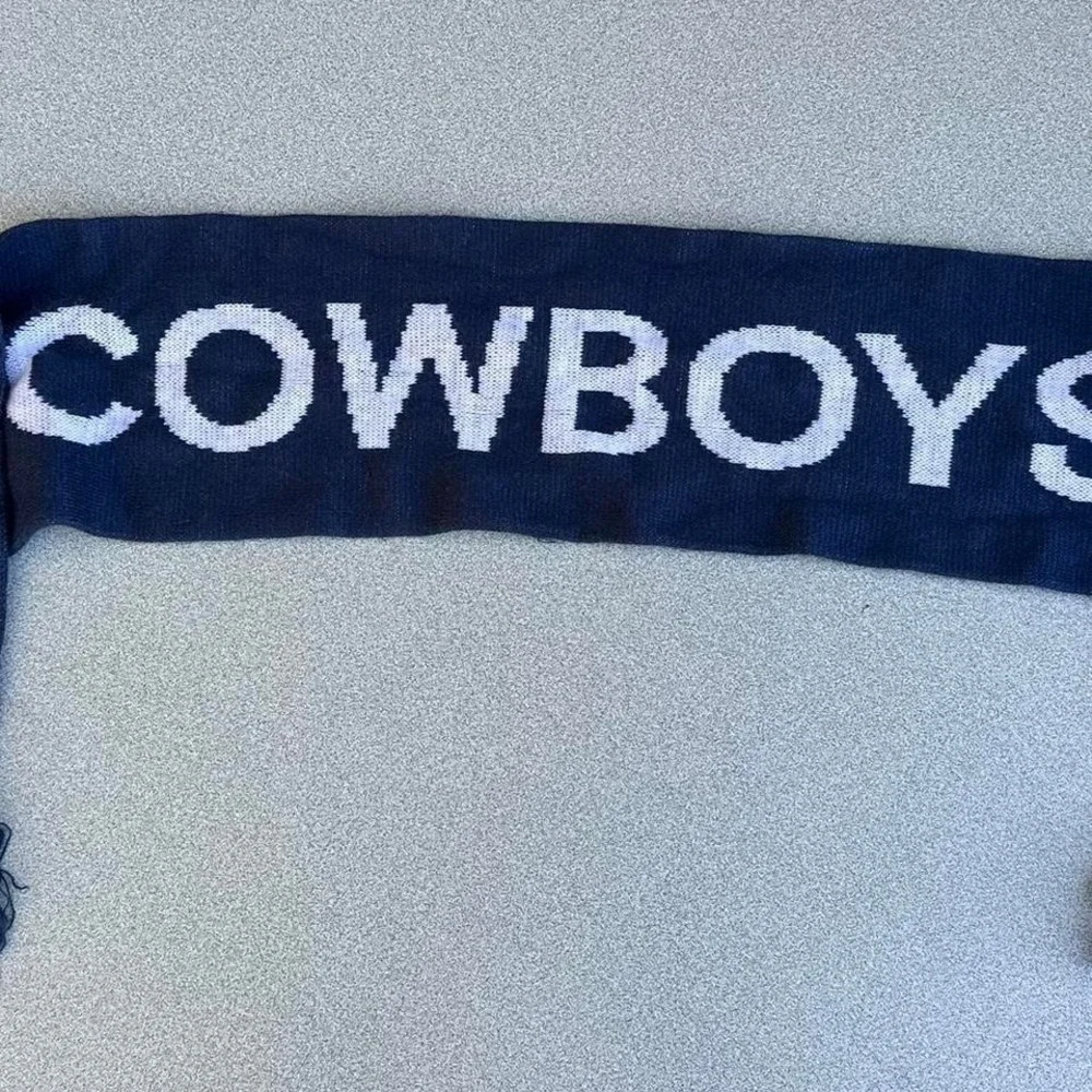 Dallas Cowboys Ford Go Further Knit Scarf Navy Blue White Fringe‎ Fan Gear